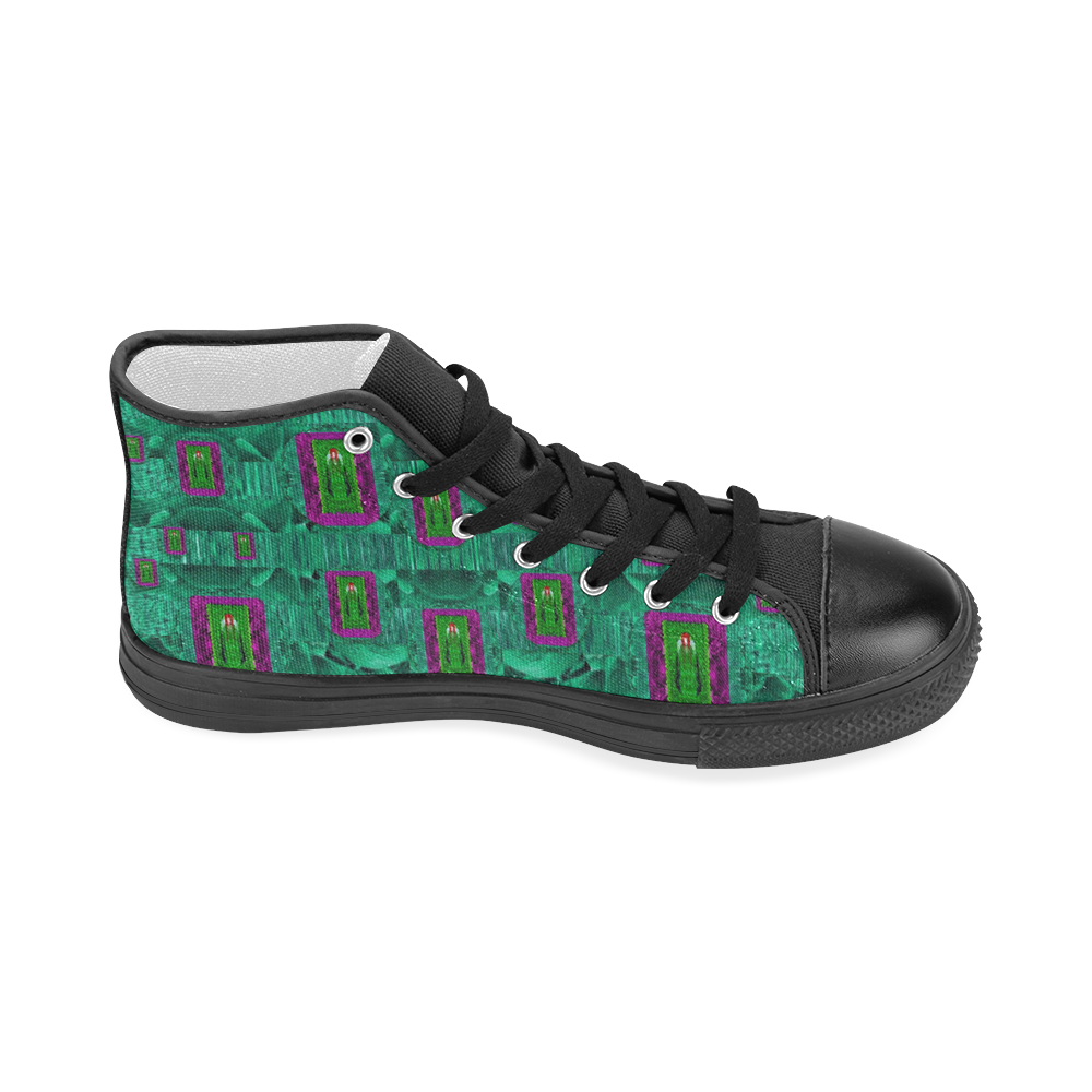 Peace Mermaid In The Green Sea Women's Classic High Top Canvas Shoes (Model 017)