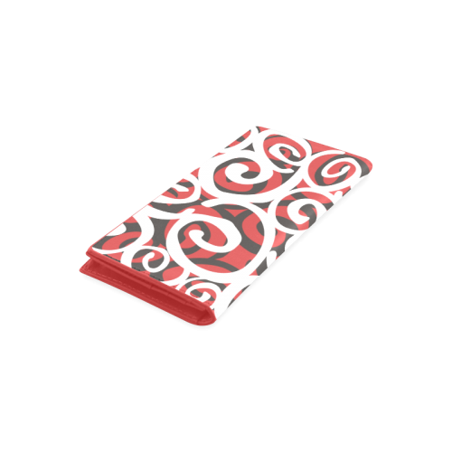 Black White Grey SPIRALS pattern ART Women's Leather Wallet (Model 1611)