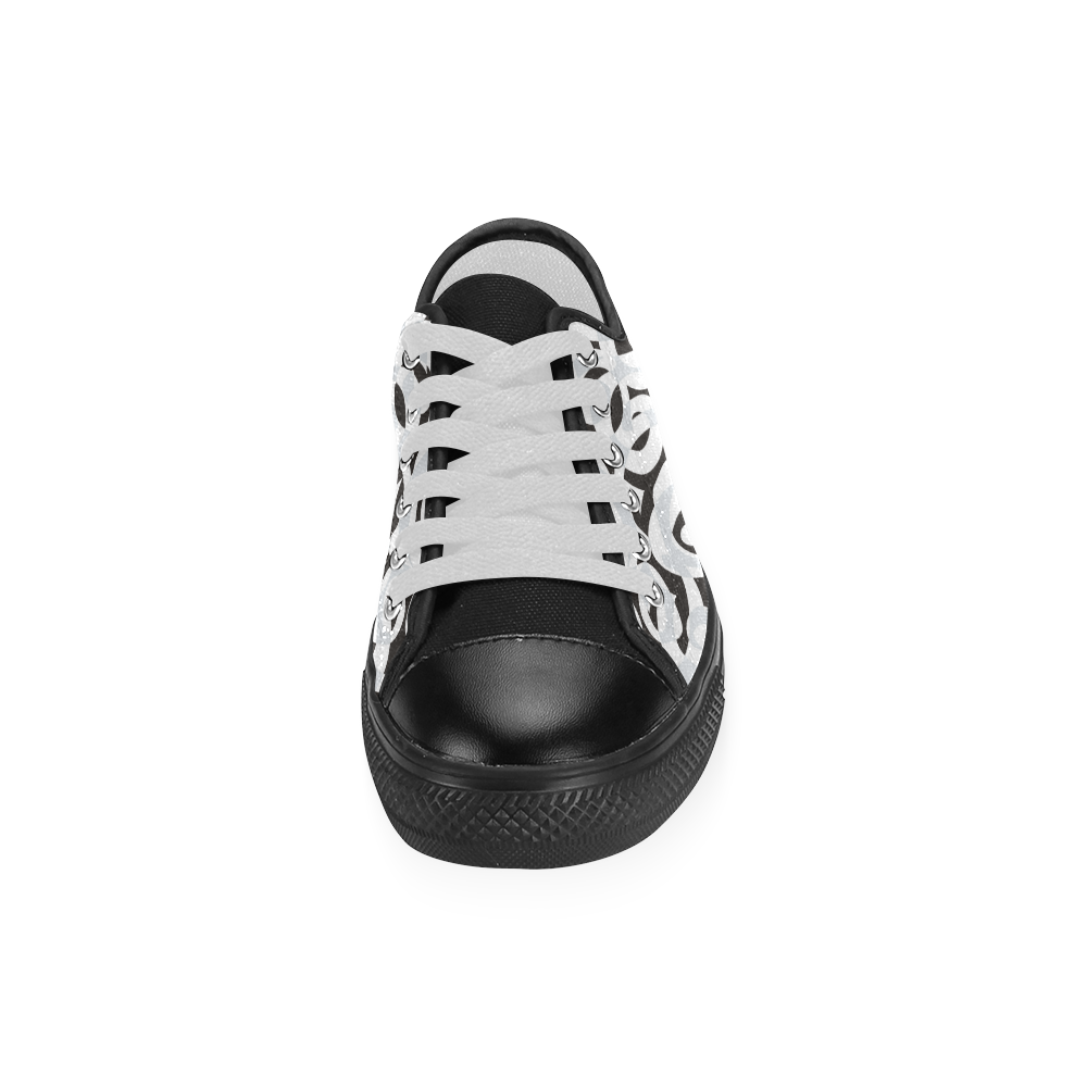 Black White Grey SPIRALS pattern ART Women's Classic Canvas Shoes (Model 018)