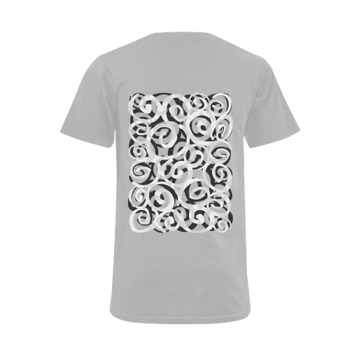 Black White Grey SPIRALS pattern ART Men's V-Neck T-shirt  Big Size(USA Size) (Model T10)