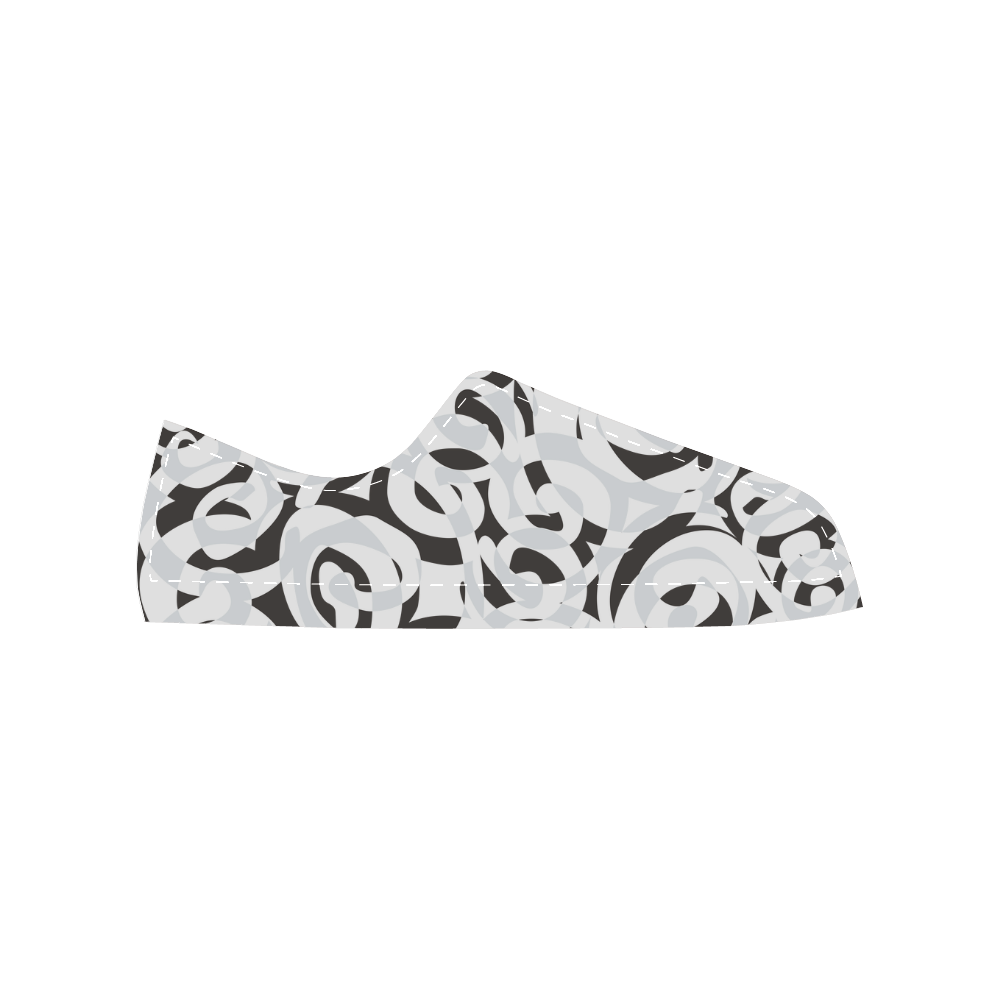 Black White Grey SPIRALS pattern ART Men's Classic Canvas Shoes (Model 018)