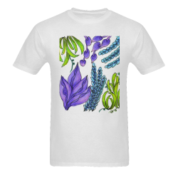 Purple Green Blue Flower Garden, Dancing Zendoodle Sunny Men's T- shirt (Model T06)