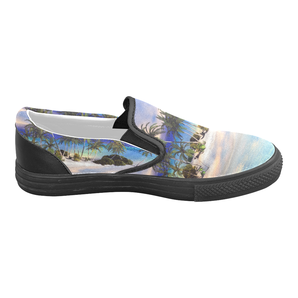 Wonderful view over the sea in the sunset Women's Unusual Slip-on Canvas Shoes (Model 019)