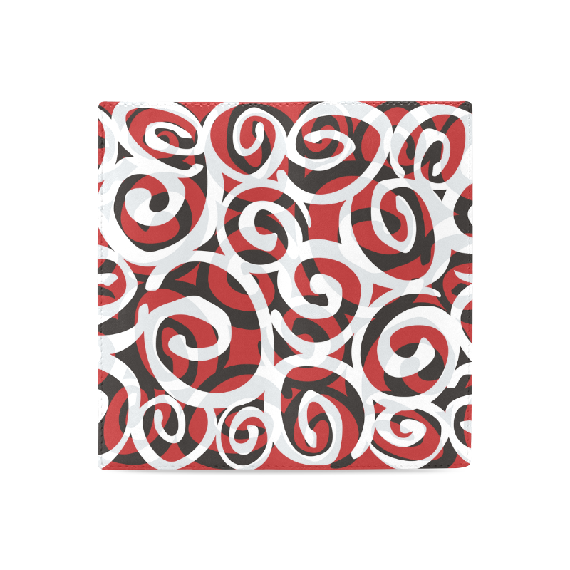 Black White Grey SPIRALS pattern ART Women's Leather Wallet (Model 1611)