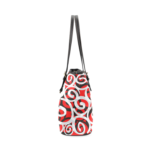 Black White Grey SPIRALS pattern ART Leather Tote Bag/Small (Model 1640)