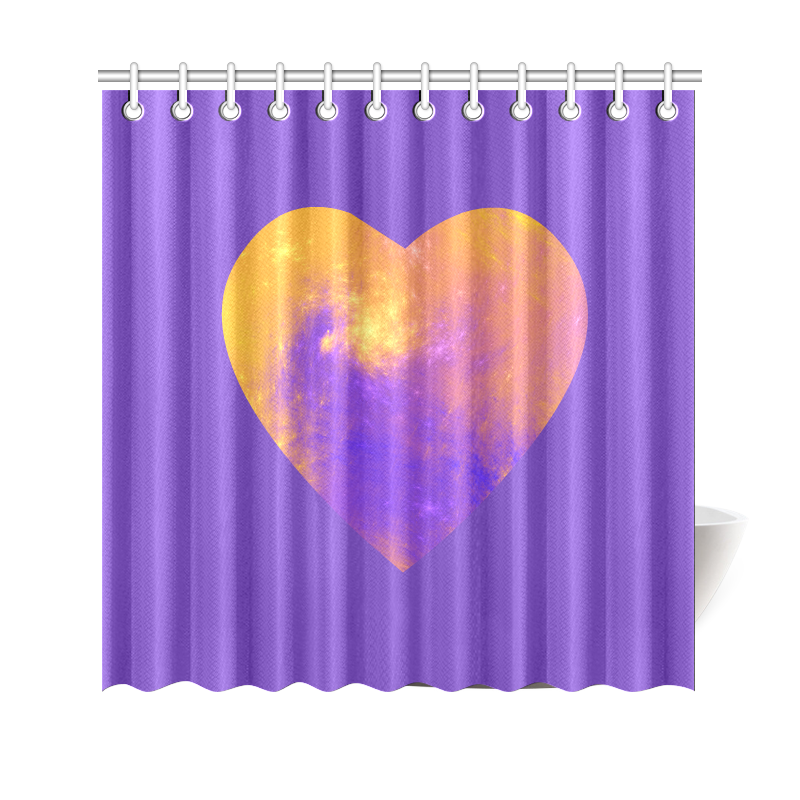 Colorful Universe Heart Purple Lilac Shower Curtain 69"x70"