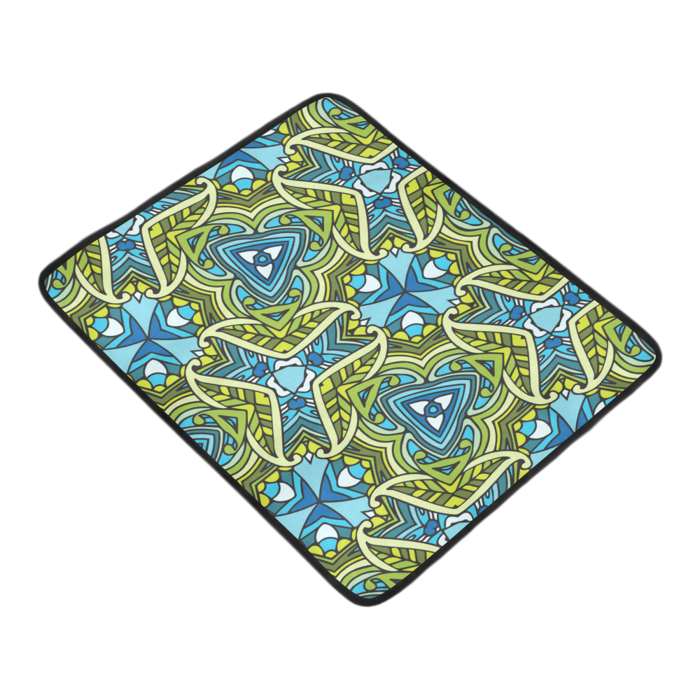 zandine 0401 blue green leaf water pattern Beach Mat 78"x 60"