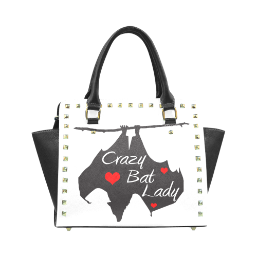 Crazy Bat Lady Handbag Rivet Shoulder Handbag (Model 1645)