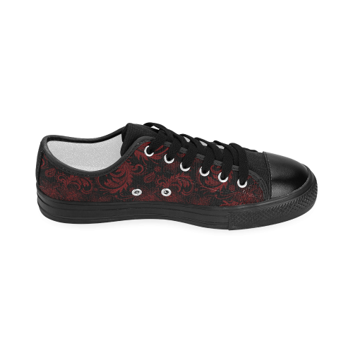 Elegant vintage flourish damasks in  black and red Women's Classic Canvas Shoes (Model 018)