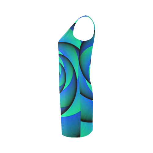 POWER SPIRAL - WAVES blue green Medea Vest Dress (Model D06)