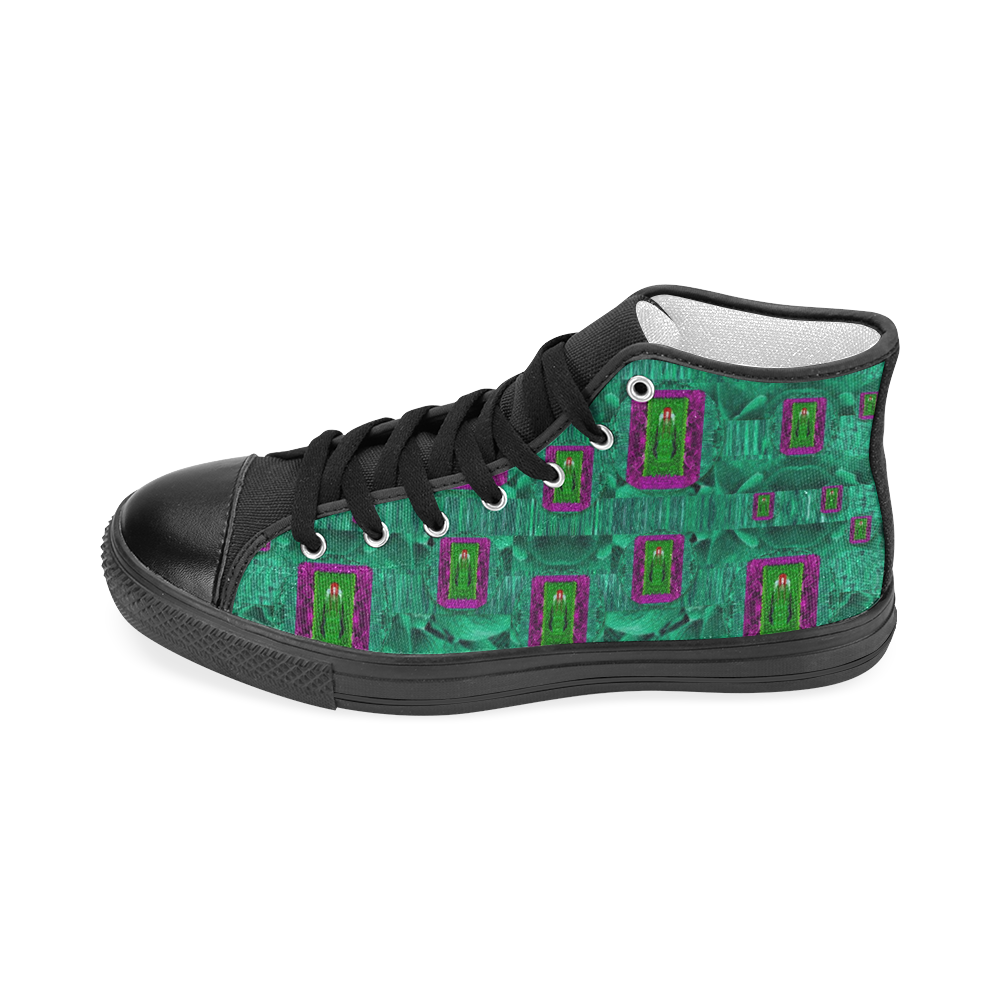 Peace Mermaid In The Green Sea Women's Classic High Top Canvas Shoes (Model 017)