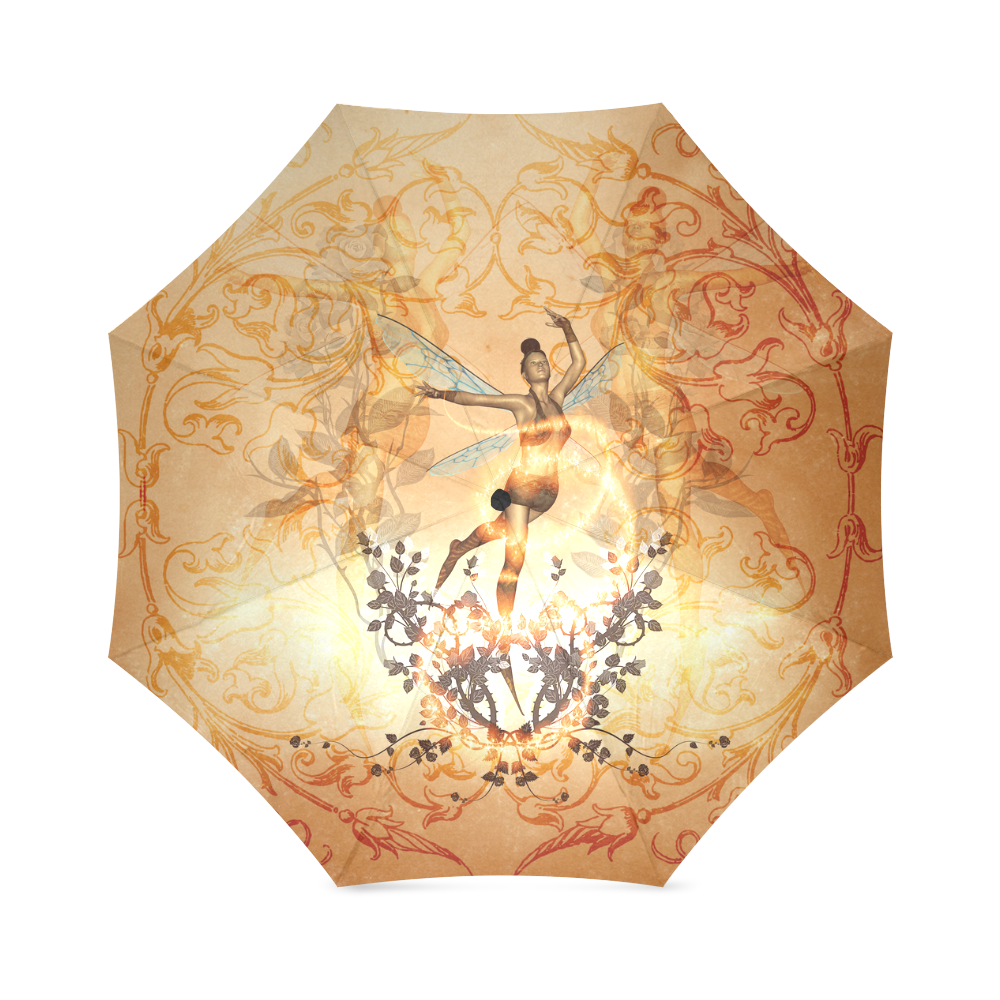 Beautiful fairy with wonderful roses Foldable Umbrella (Model U01)