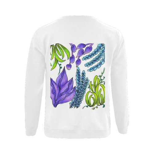 Purple Green Blue Flower Garden, Dancing Zendoodle Gildan Crewneck Sweatshirt(NEW) (Model H01)