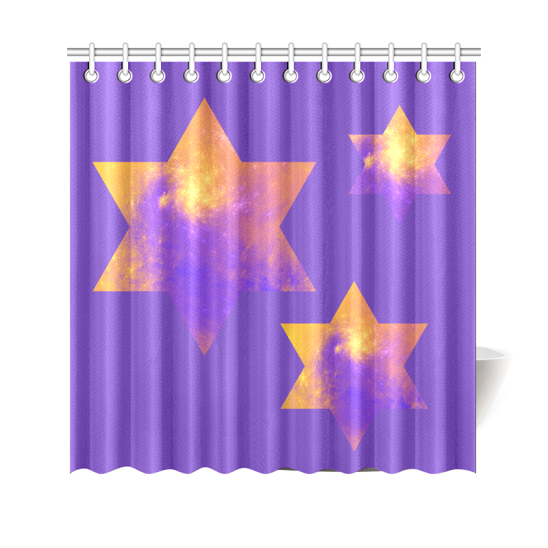 Colorful Universe Stars Purple Lilac Shower Curtain 69"x70"