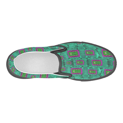 Peace Mermaid In The Green Sea Men's Slip-on Canvas Shoes (Model 019)