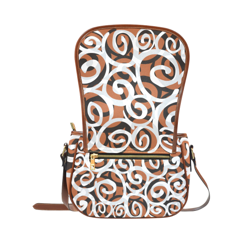 Black White Grey SPIRALS pattern ART Saddle Bag/Small (Model 1649) Full Customization