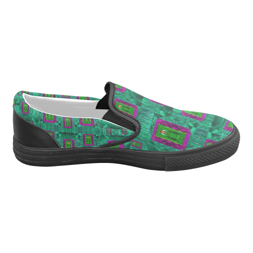 Peace Mermaid In The Green Sea Women's Unusual Slip-on Canvas Shoes (Model 019)