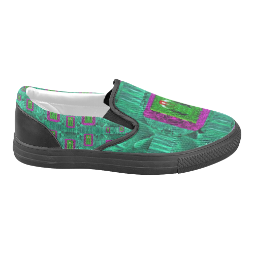 Peace Mermaid In The Green Sea Women's Unusual Slip-on Canvas Shoes (Model 019)