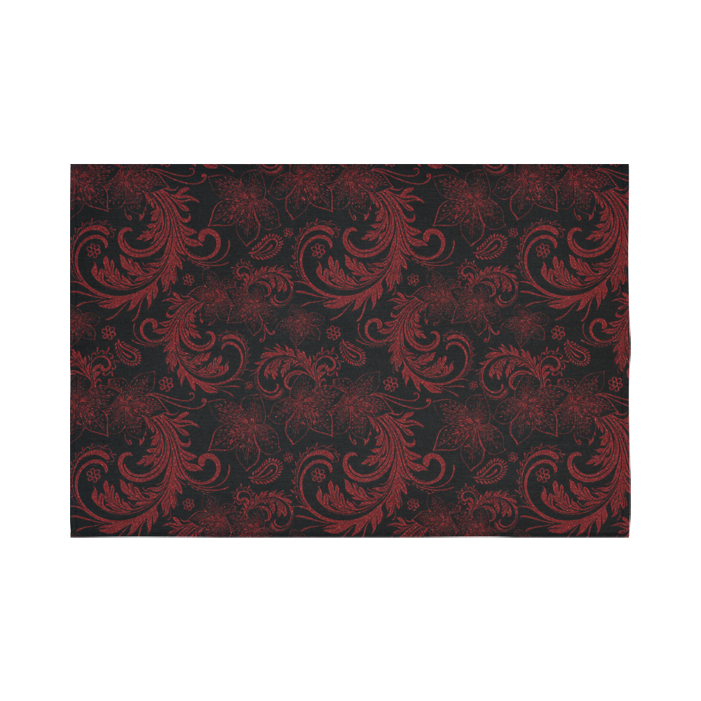 Elegant vintage flourish damasks in  black and red Cotton Linen Wall Tapestry 90"x 60"