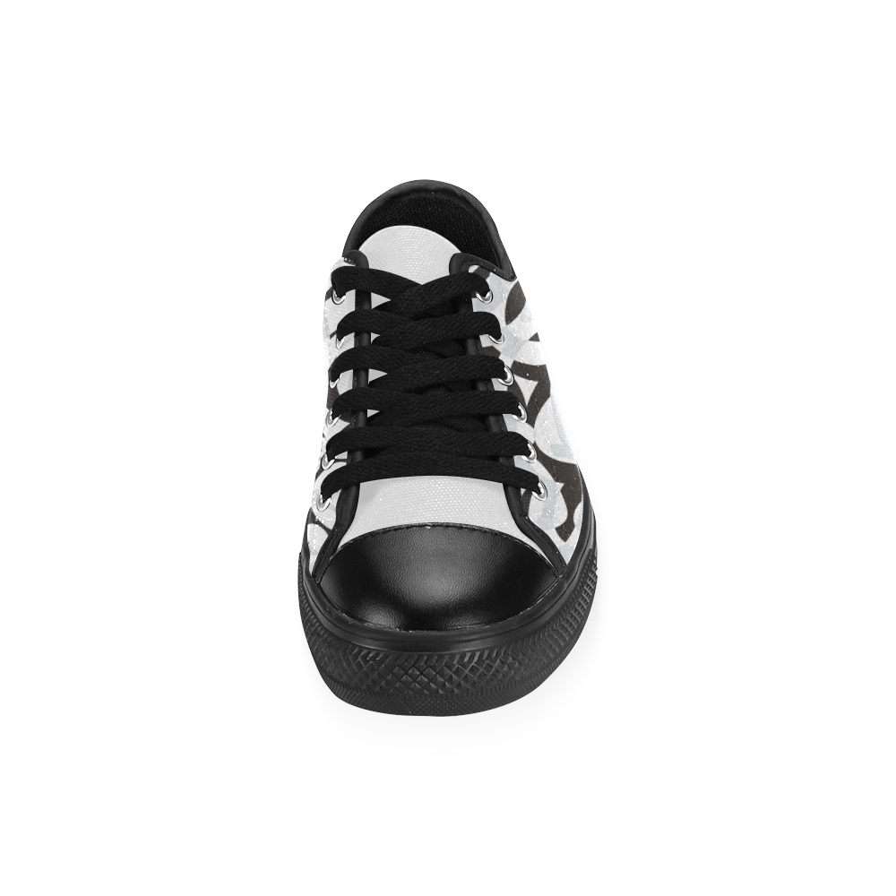 Black White Grey SPIRALS pattern ART Men's Classic Canvas Shoes (Model 018)