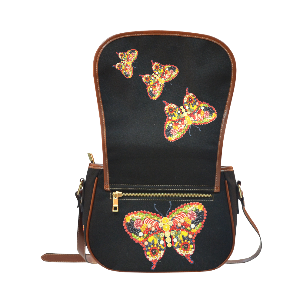 Dancing Butterflies Veggieart Vegan Saddle Bag/Small (Model 1649) Full Customization