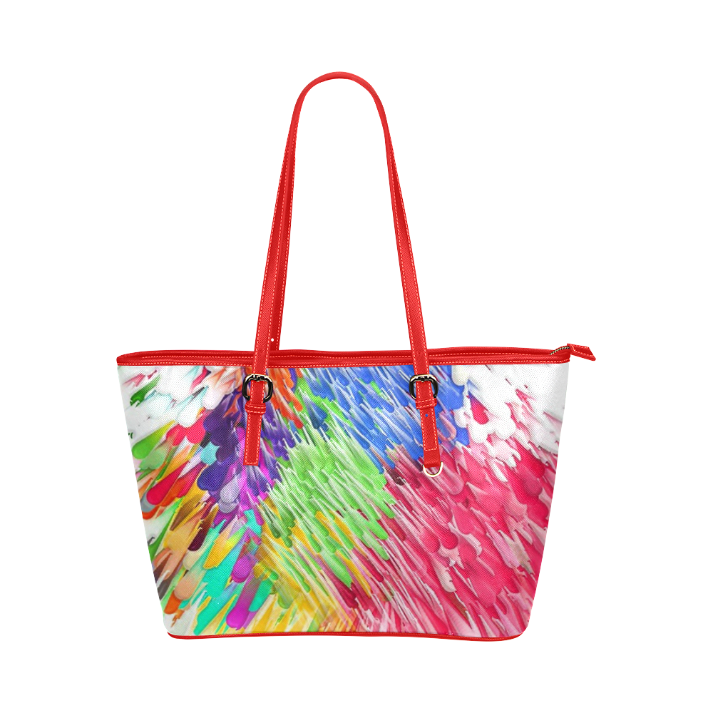 Paint splashes by Artdream Leather Tote Bag/Large (Model 1651)