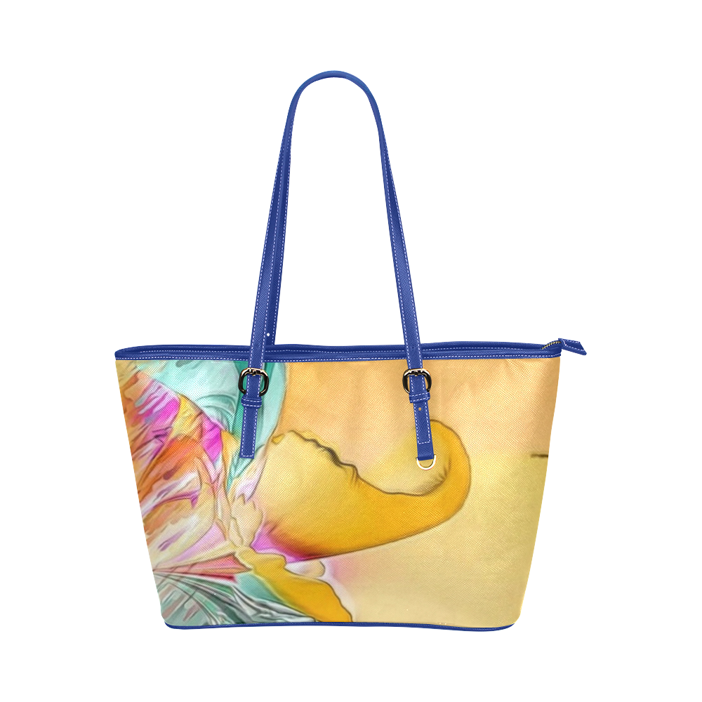 Wild Flowers by Artsdream Leather Tote Bag/Small (Model 1651)