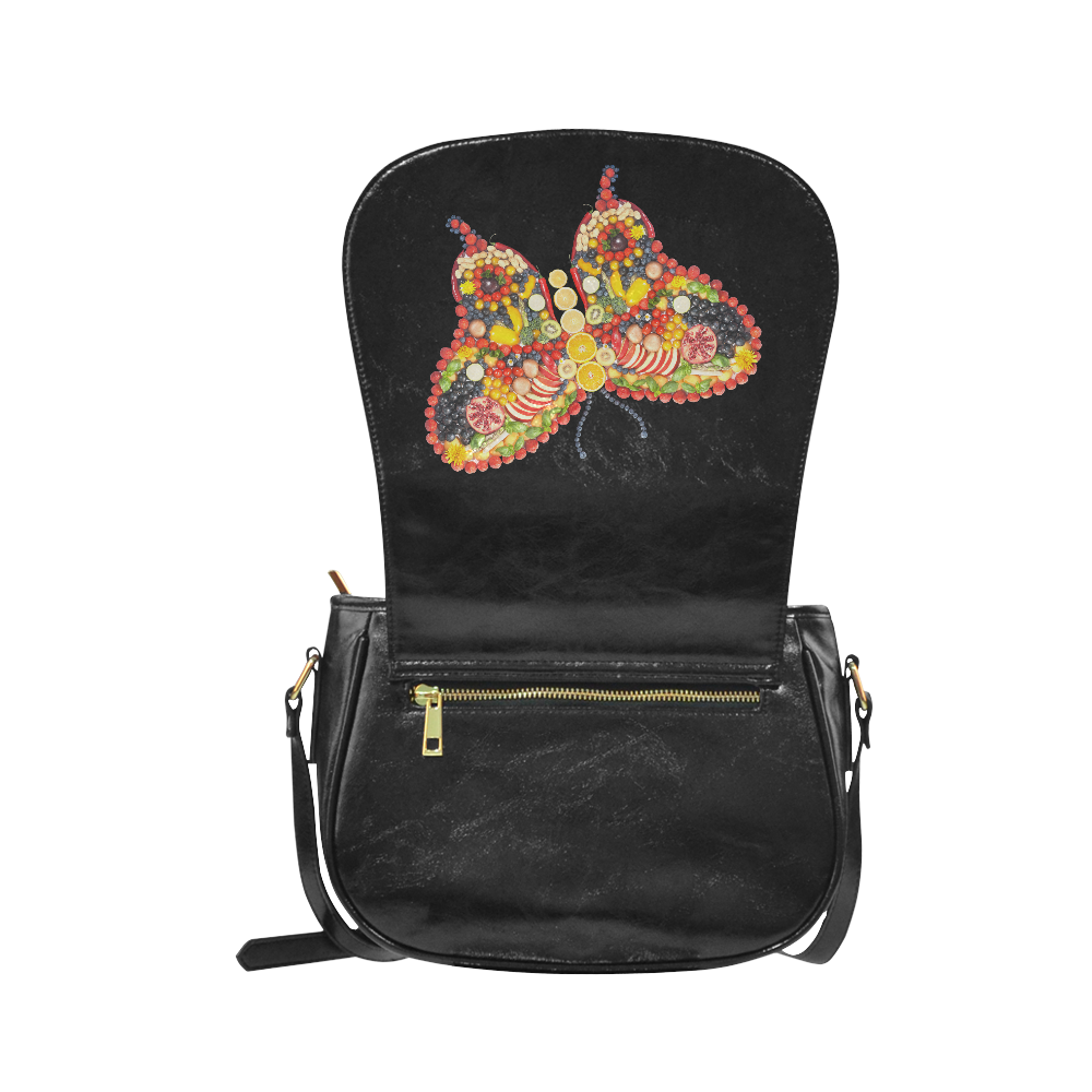 Dancing Butterfly Veggieart Vegan Classic Saddle Bag/Large (Model 1648)