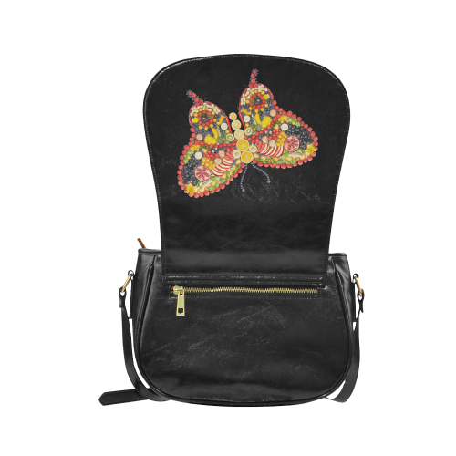 Dancing Butterfly Veggieart Vegan Classic Saddle Bag/Large (Model 1648)