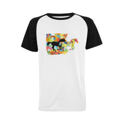 Horse  Shape Galloping out of Colorful Splash Men's Raglan T-shirt Big Size (USA Size) (Model T11)