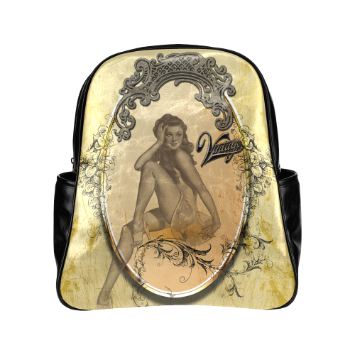 Vintage, wonderful pin up girl Multi-Pockets Backpack (Model 1636)