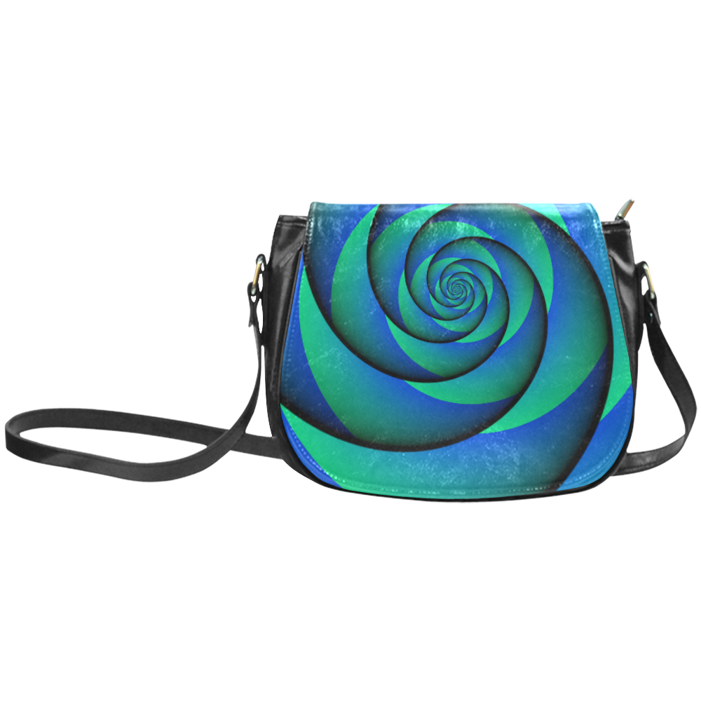 POWER SPIRAL - WAVES blue green Classic Saddle Bag/Small (Model 1648)