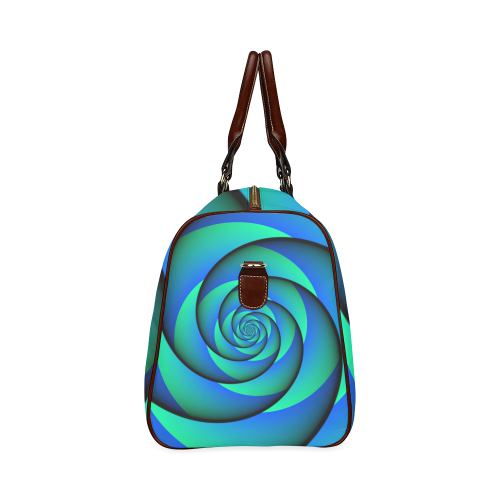 POWER SPIRAL - WAVES blue green Waterproof Travel Bag/Small (Model 1639)