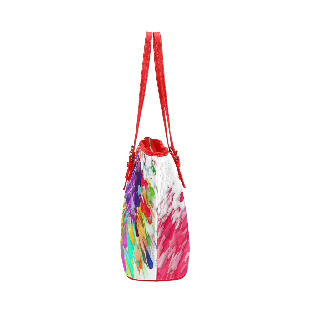 Paint splashes by Artdream Leather Tote Bag/Small (Model 1651)