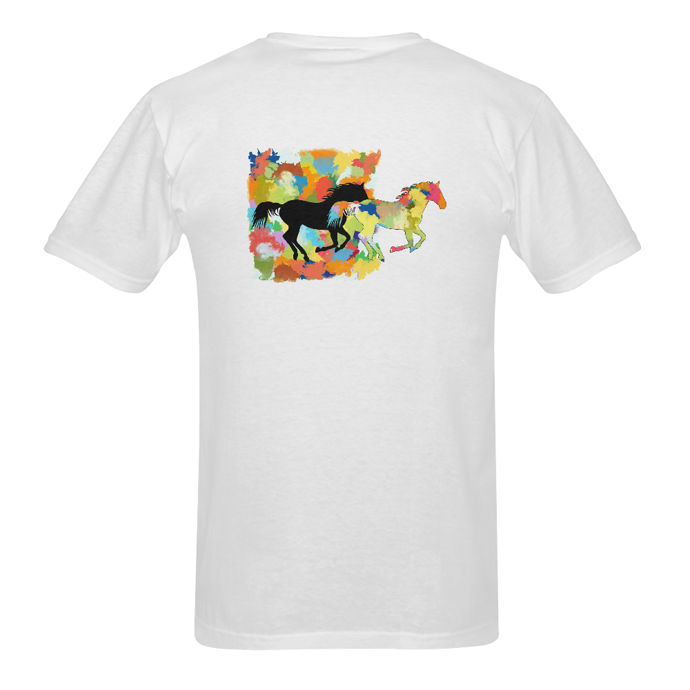 Horse  Shape Galloping out of Colorful Splash Sunny Men's T- shirt (Model T06)