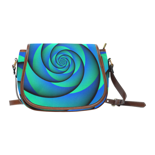 POWER SPIRAL - WAVES blue green Saddle Bag/Small (Model 1649) Full Customization