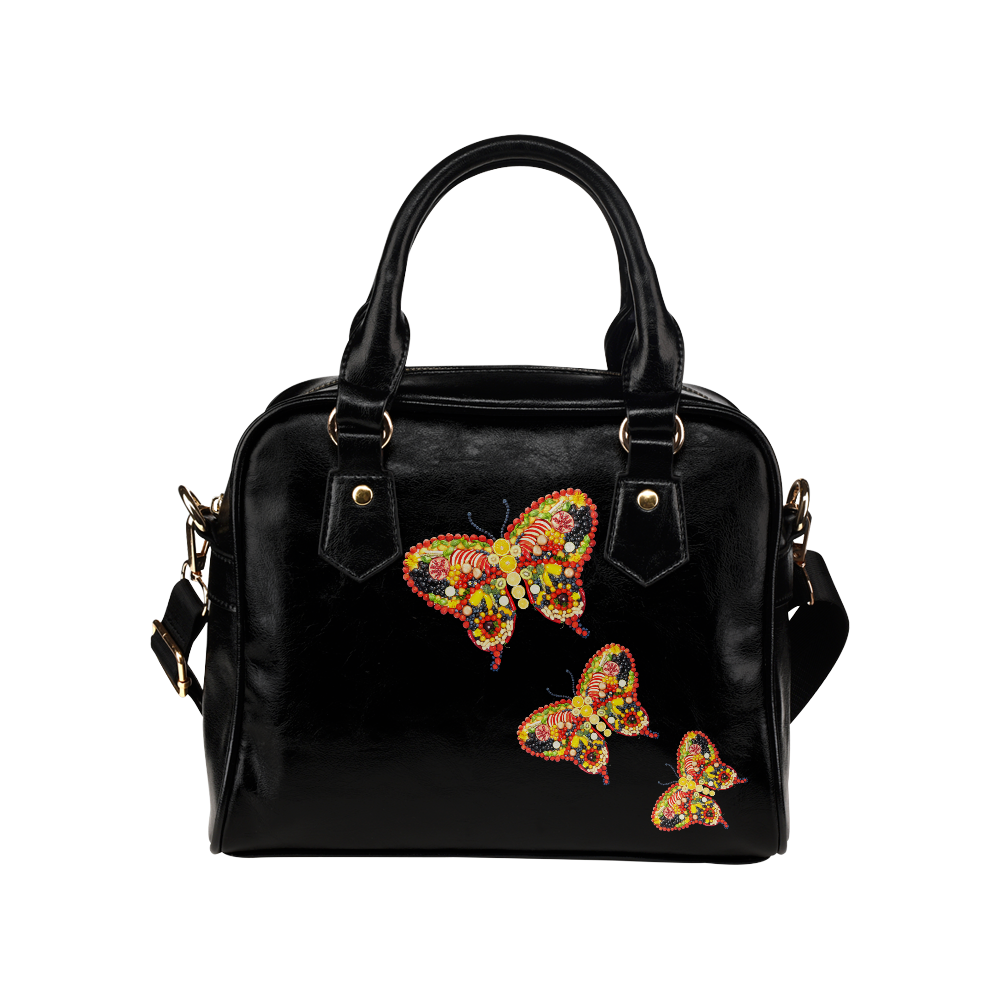 Dancing Butterflies Veggieart Vegan Shoulder Handbag (Model 1634)