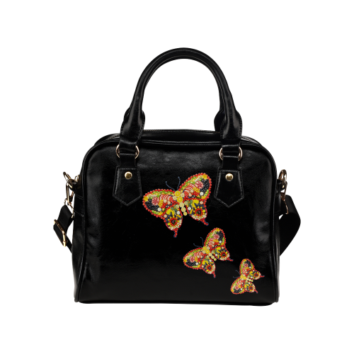 Dancing Butterflies Veggieart Vegan Shoulder Handbag (Model 1634)