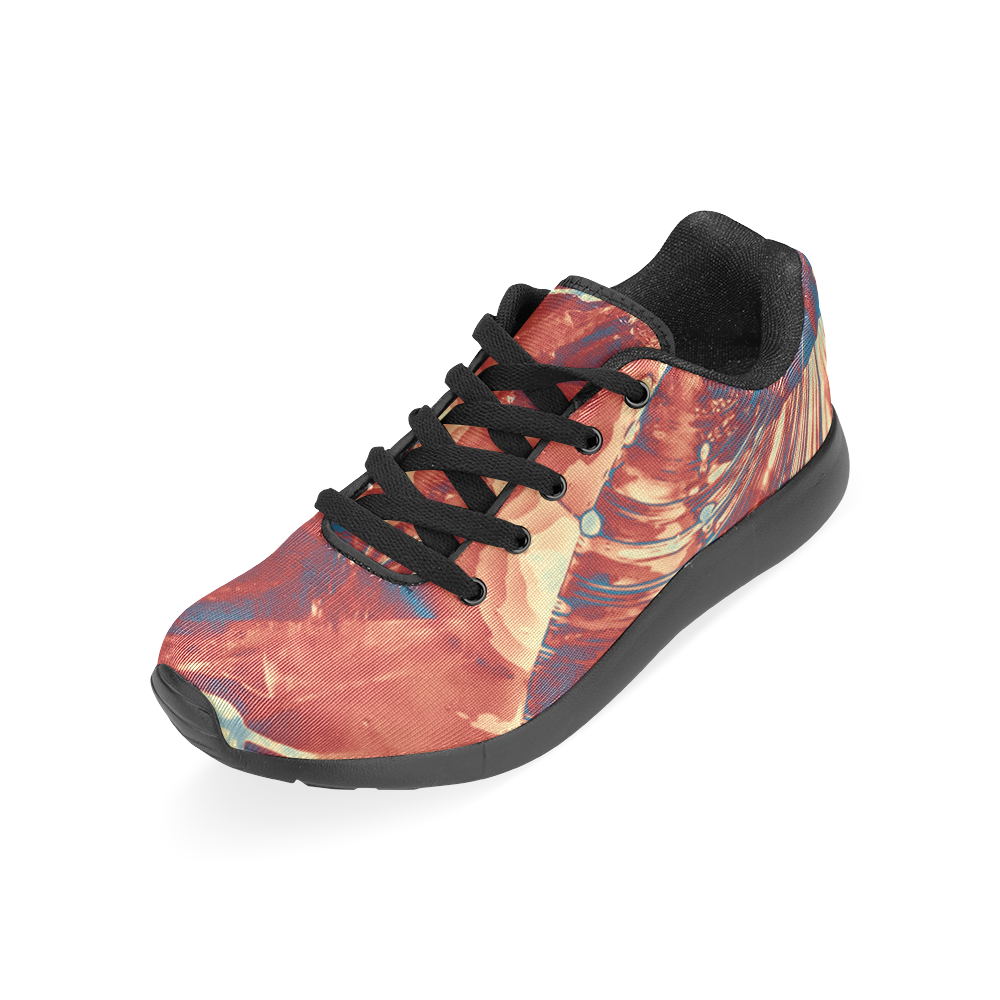 Abstract Fractal Painting - dark red blue beige Women’s Running Shoes (Model 020)