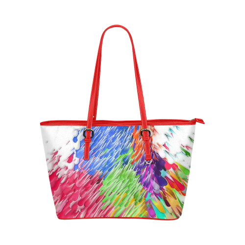 Paint splashes by Artdream Leather Tote Bag/Small (Model 1651)