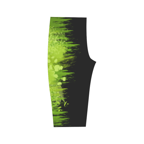 Spring Green Splash Design Two Face Hestia Cropped Leggings (Model L03)
