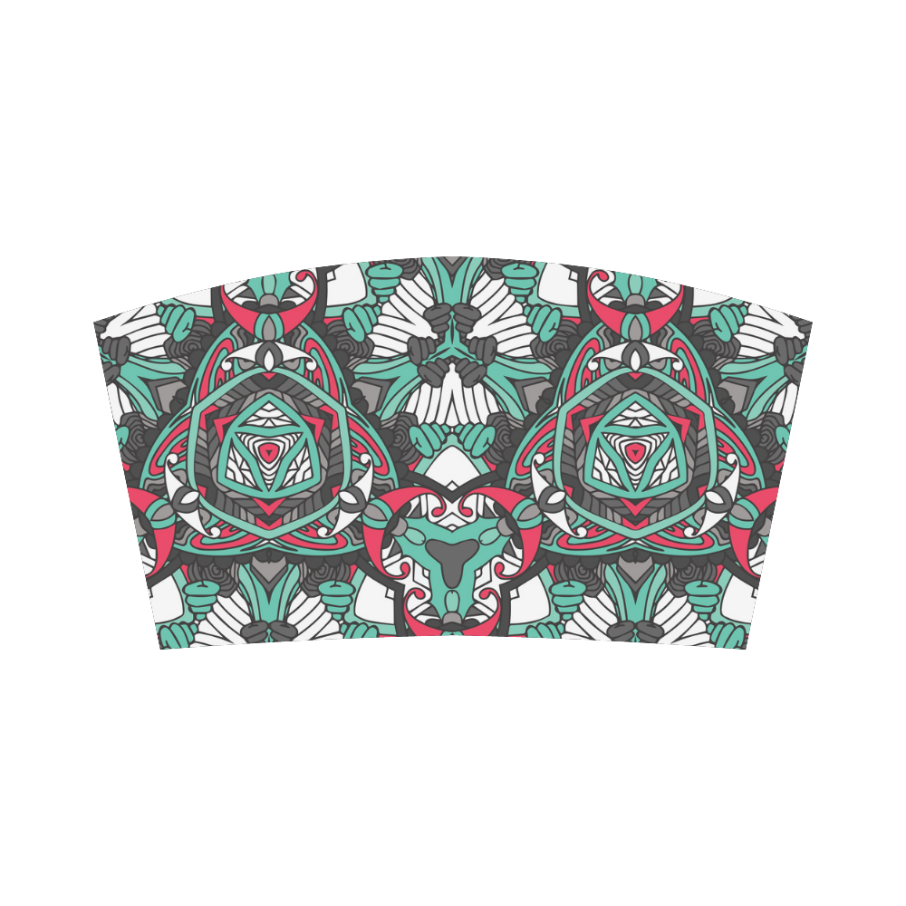 Zandine 0304 bold abstract pattern grey teal red Bandeau Top