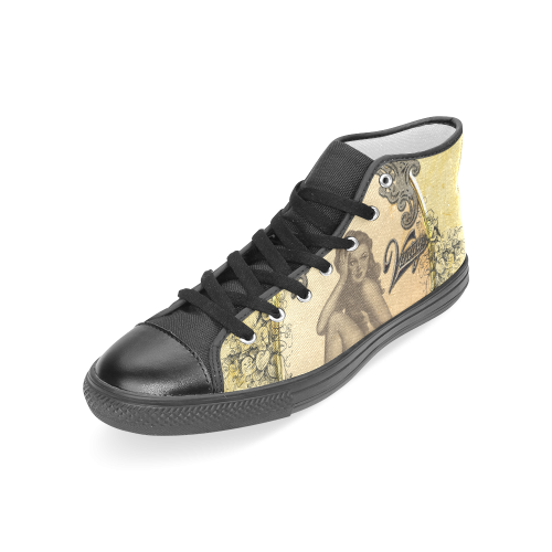 Vintage, wonderful pin up girl Women's Classic High Top Canvas Shoes (Model 017)