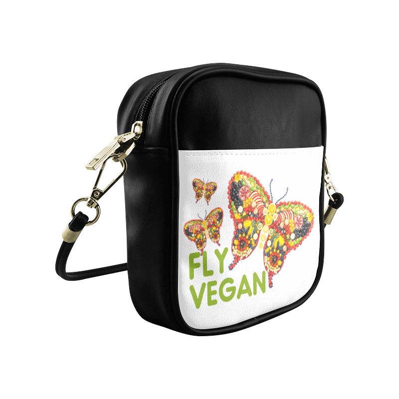 FLY VEGAN Butterflies Fruits Vegetables RAW Sling Bag (Model 1627)