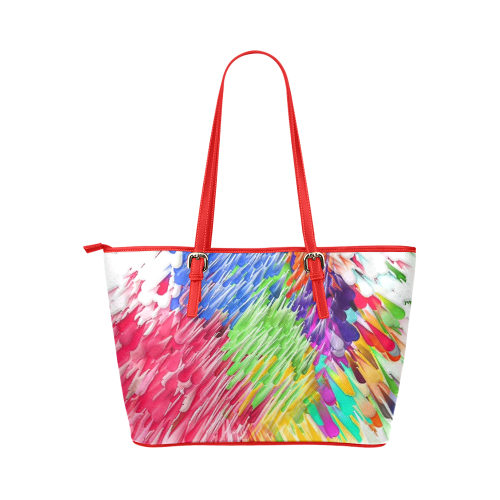 Paint splashes by Artdream Leather Tote Bag/Small (Model 1651)