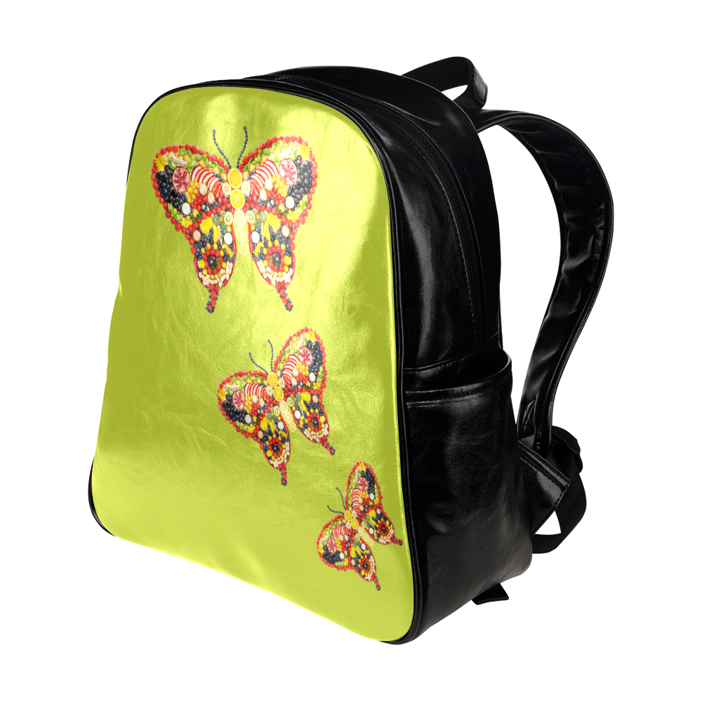 Dancing Butterflies Veggieart Vegan Multi-Pockets Backpack (Model 1636)