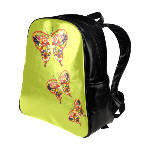 Dancing Butterflies Veggieart Vegan Multi-Pockets Backpack (Model 1636)
