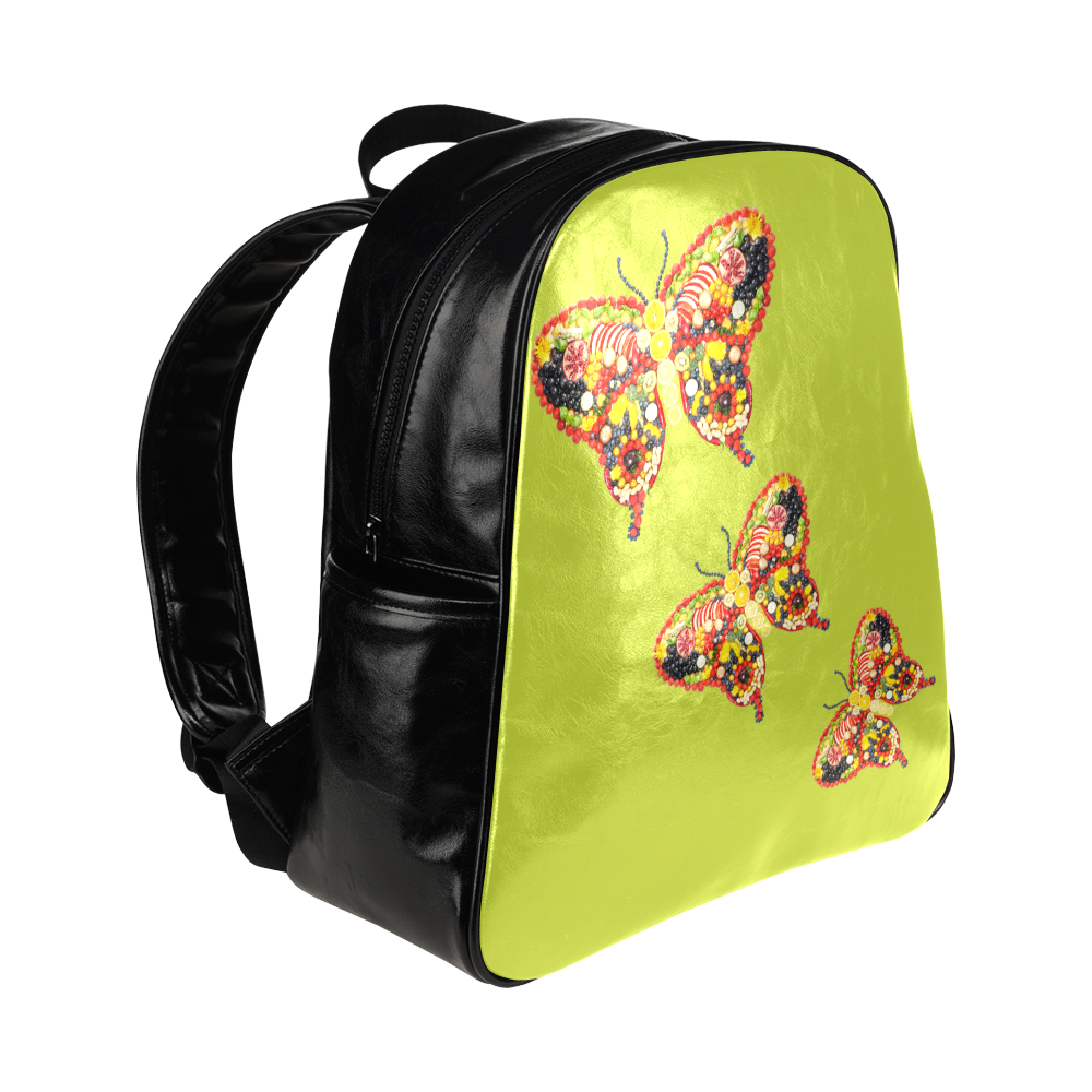 Dancing Butterflies Veggieart Vegan Multi-Pockets Backpack (Model 1636)