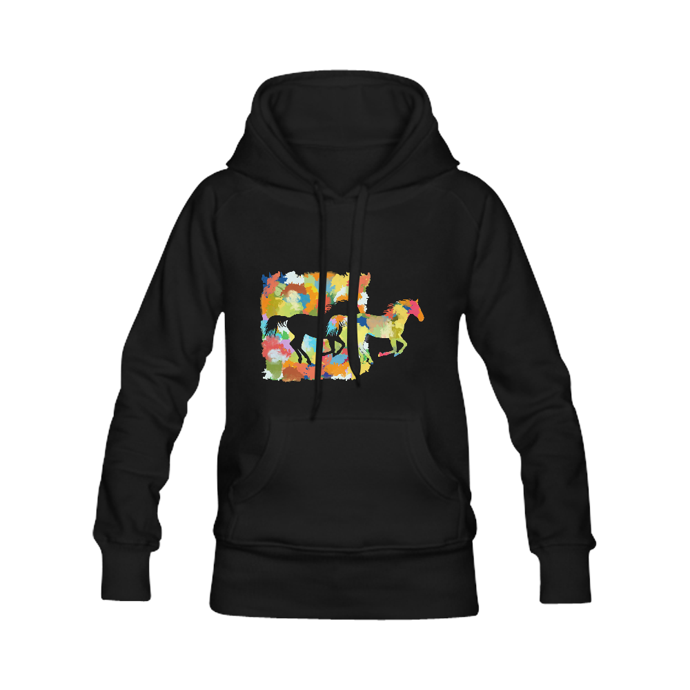 Horse  Shape Galloping out of Colorful Splash Men's Classic Hoodies (Model H10)