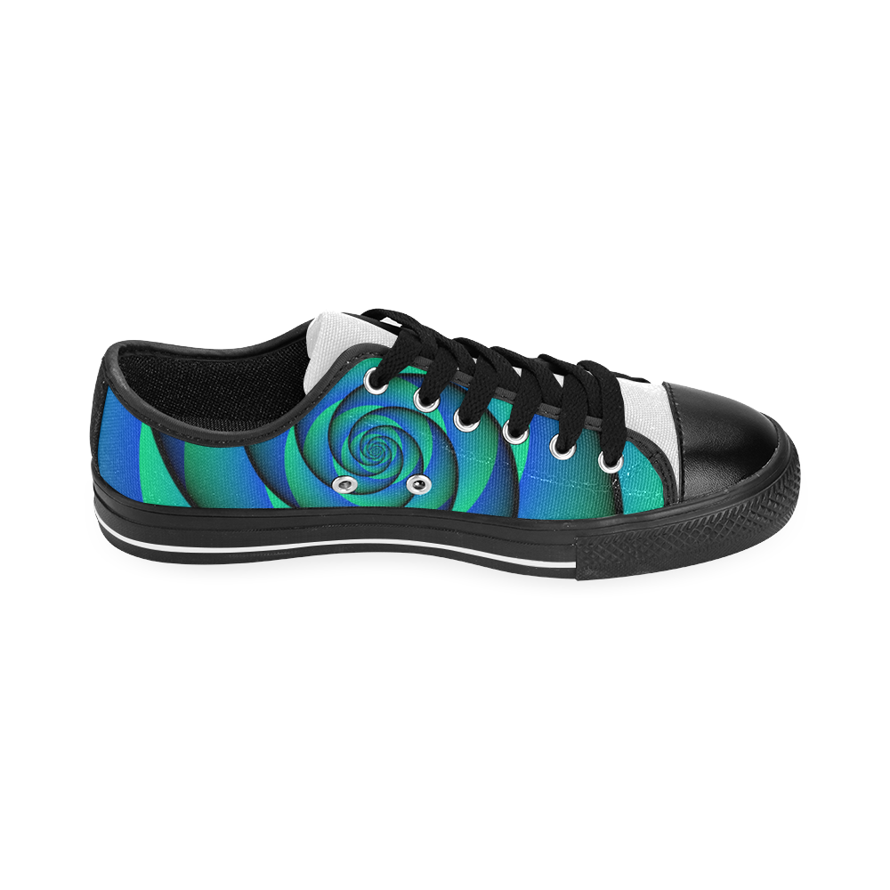 POWER SPIRAL - WAVES blue green Men's Classic Canvas Shoes (Model 018)